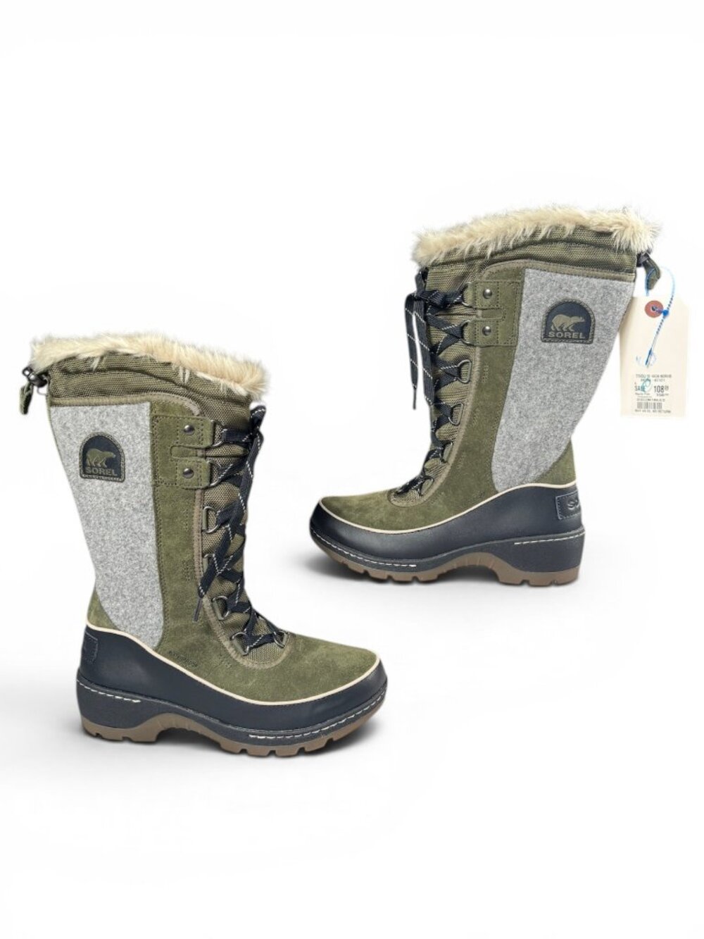 Sorel Tivoli III High Boots Women's 6 NWT Green Suede Waterproof Snow Winter